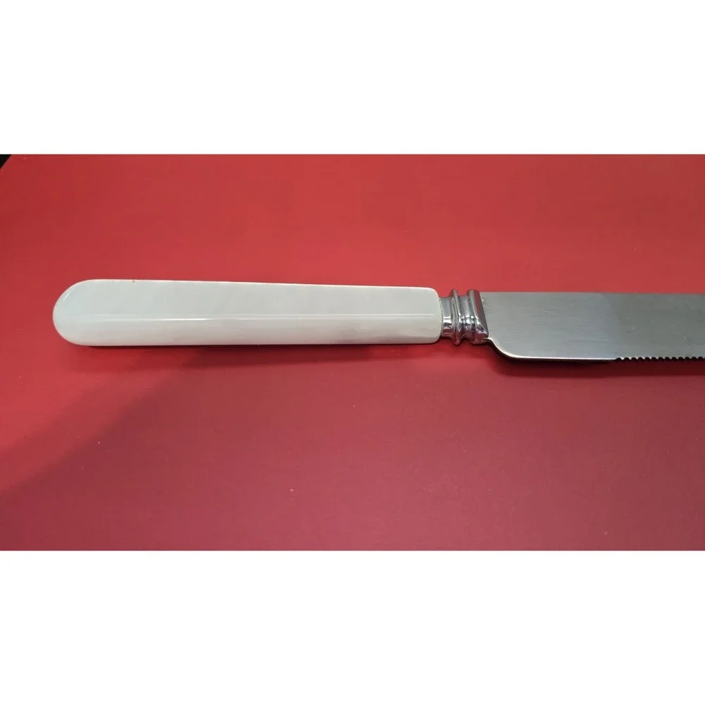 Vintage Cake Knife By Treasure Masters Faux White Marble Handle Stainless Steel